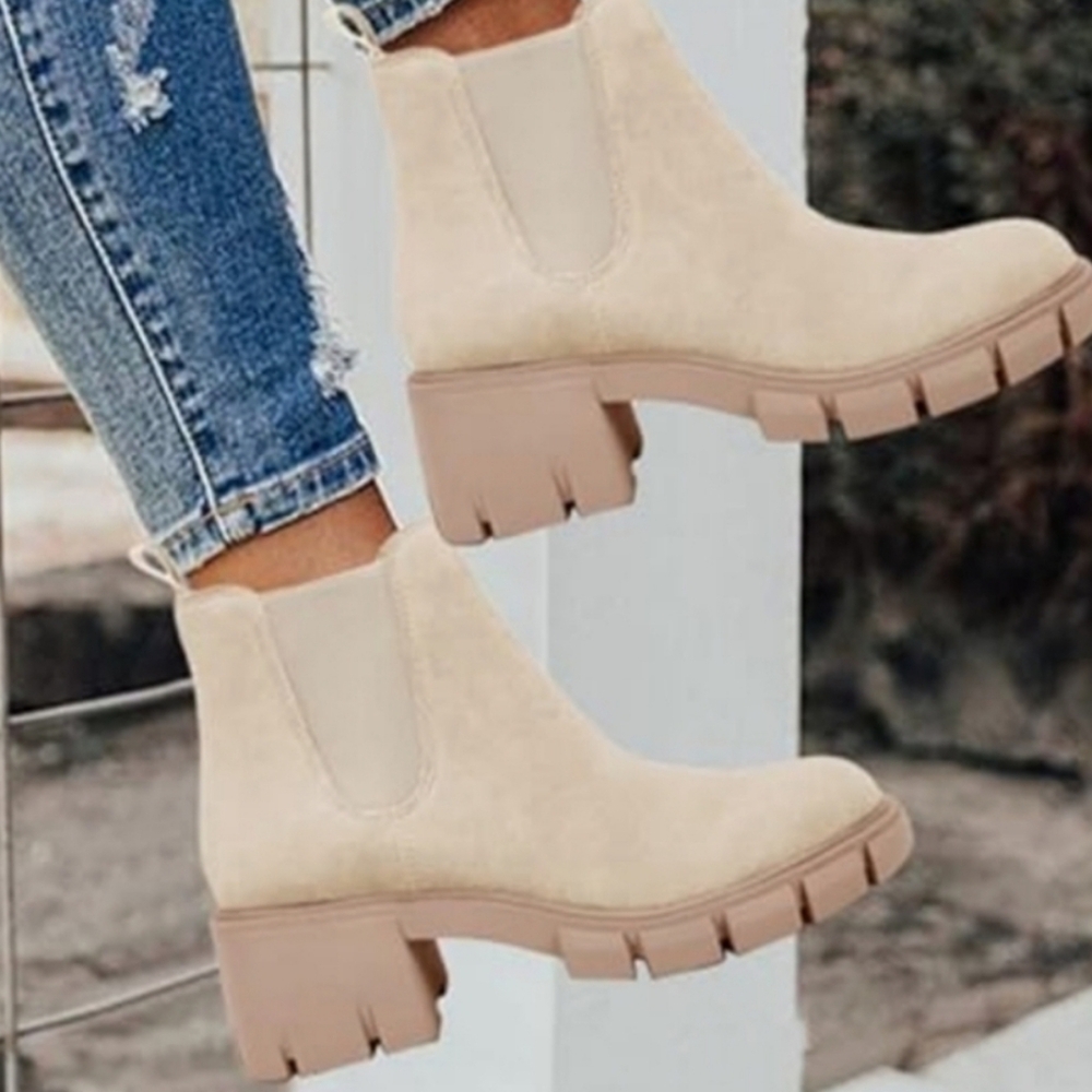 ZBY Cream JULIET HOLY Boots Platform Ankle Leather Size 9 .5